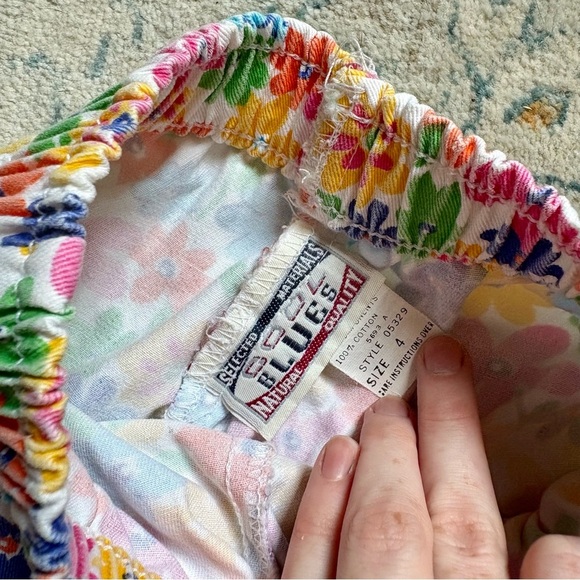 VINTAGE 90s Bloomers Shorts Floral Rainbow Rosette Girl’s Size 4T Cotton Summer - Picture 3 of 5